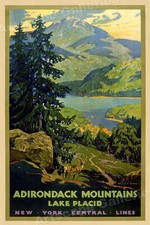 a124 Lake Placid Adirondack Mountains Vintage Travel Poster Refrigerator Magnet picture