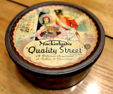 VINTAGE VICTORIAN MCINTOSCH QUALITY STREET TOFFEE CHOCOLATE TIN CANISTER picture