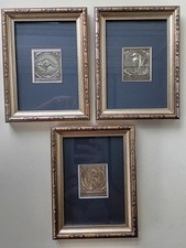 PETER LEMMEN REPOUSSE STERLING SILVER AUSTRALIAN WILDLIFE FRAMED GIFT CARDS LOT picture