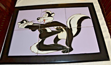 RARE  Vtg RTK Tile Studio  8 x 8'' Tiles For Warner Bros - PEPE LE PEW Framed picture