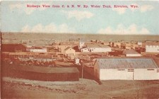H9/ Riverton Wyoming Postcard c1910 Birdseye View C&NW Railroad picture