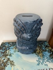 2007 Wendy Cevola Frankoma War Gold Blue Tiki Mug Bank Gecko Joniece Frank  picture