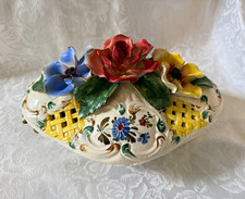 Vintage 1950s Italian Capodimonte Handmade Lidded Dish Centerpiece 12” picture