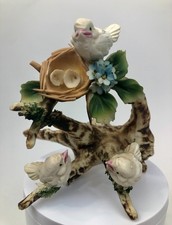 Vintage Capodimonte 1980s Porcelain Figurine Birds Hatched in Nest picture