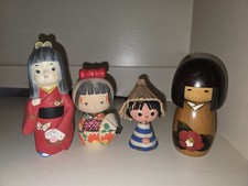 4 Vintage Japanese Kokeshi And / Or Kokeshi- Like Inspired Dolls Figurines picture