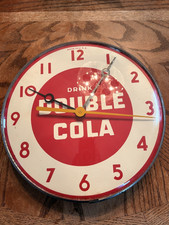 Vintage 1950’s Double Cola Advertising Bubble Glass Clock 12
