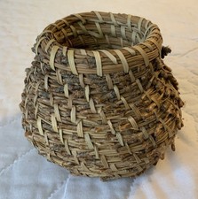 Vintage Hand Made Basket, Pine Needle, Primitive & Rustic picture