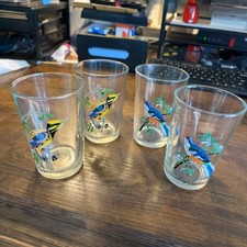 Vintage KIG Malaysia Bird Juice Glasses (Set of 4) – Exotic Birds W/Latin Names picture