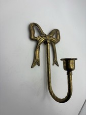 Vintage Brass Bow Wall Sconce Gold Bow Candle Holder Classic Cottagecore picture