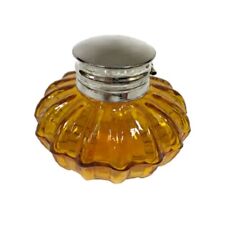 Vintage Antique Style Round Amber Glass Inkwell Bottle ink picture