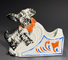 Vintage Japan Scottie Dog Planter Ceramic Mid Century Kitsch Figurine Small 4