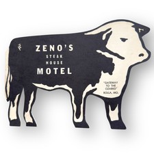 Zeno’s Steak House Motel Die Cut Cow Menu Vintage 1960’s Rolla Missouri Route 66 picture