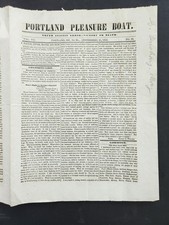 1852 antique PORTLAND PLEASURE BOAT newspaper HOMESTEAD BILL DANGEROUS WOLVES picture