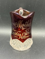 Antique Souvenir Glass Creamer Pitcher Ruby Flash CEDAR POINT Mother 1908 picture