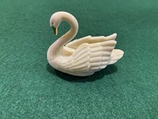 Vintage Lenox Ivory Swan Figurine Gold Accent Place Card Holder/Cake Topper picture