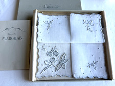Vintage Marghab Madeira Embroidered Handkerchief Gray Butterfly picture