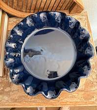 Emile Henry Blue & White Ceramic Round Pie Dish 10.25” Made in France picture