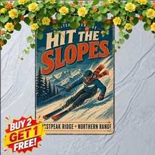 Skiing Winter Sports Enthusiast Cabin Mountain Art Metal Tin Sign 8x12 picture