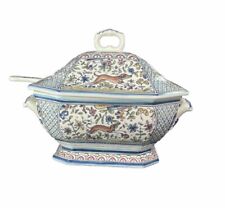 Hand Painted Real Ceramica Coimbra Portugal 3 PC Covered Tureen & Ladle Pottery picture