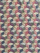 Vintage Stunning Building Block Patchwork Quilt Handmade 65 in x 78 in picture