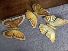 Vintage Brass Metal Butterfly Wall Hanging Decor Set Of 3 Butterflies picture
