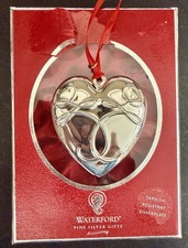 Waterford Fine Silver Gifts Ballet Ribbon Heart Christmas Ornament Silverplate picture