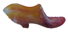 Fenton? Slag Glass Shoe Orange Swirl Vintage  *Unmarked  *Small Chip may24 picture
