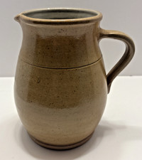Vintage Stoneware Pitcher Classic English Kitchenware Beige Gradient Glaze picture