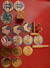 Copper 1oz Coins, 1oz Bullets, 2oz Bullet, And 5oz Cube, Some Colorized picture