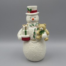 Lenox China 2024 Holiday SNOWMAN WITH BEAR Figurine N/O picture