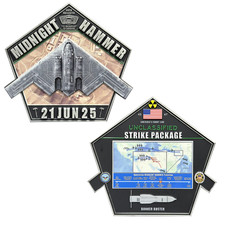CL-ZZ Midnight Hammer Challenge Coin Honoring Pete Hegseth B-52 Bunker Buster St picture