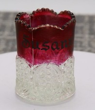 Antique Ruby Stain Toothpick Holder Susann 1907 picture