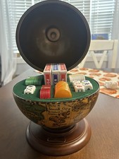 Vintage Italian Globe Poker Set Playing Cards Chips Dice Made in Italy EF picture