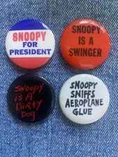 N.O.S . 60's BAD SNOOPY 4  Boomer Pinback, Badge  Collection. Peanuts picture