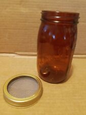 Vintage Amber Longlife Wide Mouth Quart Mason Jar picture