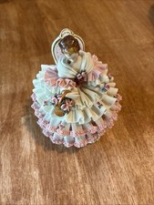 Antique Dresden Style Porcelain Lace Figurine, Lady With Flower, Germany Rare picture