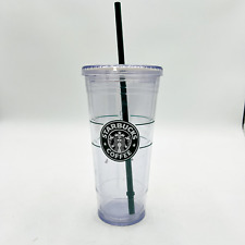 Starbucks 2009 Clear Tumbler 20 oz Venti Cup Green Straw Plastic picture