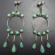 Vivianita Booqua & Bryant Othole ZUNI Snake Eye Petit Point TURQUOISE EARRINGS picture