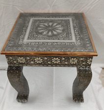 Oxidized Bajot Sitting Stool Indian Traditional Chowki Low Stools Home Decor picture