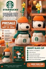 [PRESALE]Thailand Starbucks x Peanuts Snoopy 22oz Bearista Glass Cup Authentic. picture