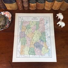 Original 1890 Antique Map VERMONT NEW HAMPSHIRE Winooski Barre Manchester Nashua picture