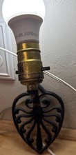 Leviton Vintage 1970s Gothic Black Cast Iron Wall Sconce Lamp picture
