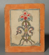 Tibet 19th Century Old Antique Buddhist Tsaklis Mini Thangka Vajra Dorje Amulet picture