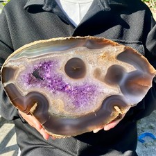 3.98LB Natural amethyst agate sliced quartz crystal mineral specimen- picture