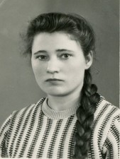 Beautiful girl long hair braids pigtails portrait ussr vintage photo picture