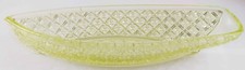 1884 ANTIQUE CAMPBELL JONES & CO VASELINE GLASS YELLOW CANOE BOAT SPICE DISH 11