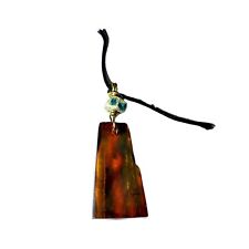 Mexican Amber Green Cognac Slab Pendant - Artisan Handcrafted picture