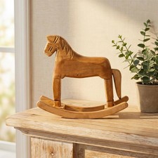 Vintage Mini Wooden Rocking Horse Statue Table Decor Craft Home Art Furnishing picture
