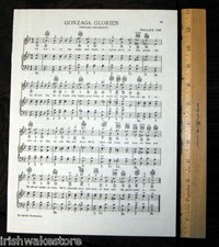GONZAGA UNIVERSITY Vintage Song Sheet c 1938 