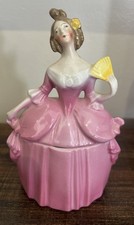 1930s/40s Porcelain Erphilia Madame Pompadour Dresser/Powder Box 6.5